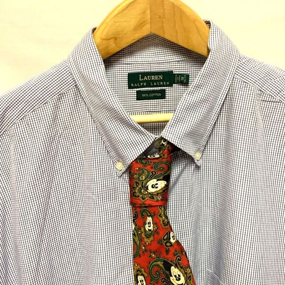 Disney Balancine Inc. Red Gold Mickey Mouse Paisley Print Silk Tie - Picture 2 of 7